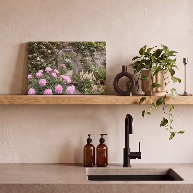 Leinwandbild - Spiegel – Garten – Blumen — 3