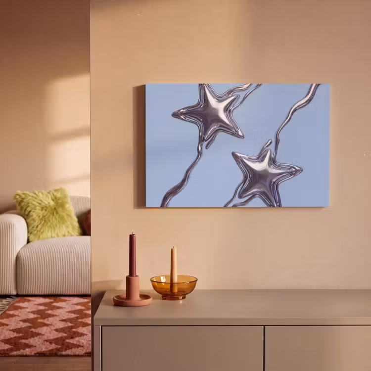 Leinwandbild - Sterne – Flüssig – Silber — 2