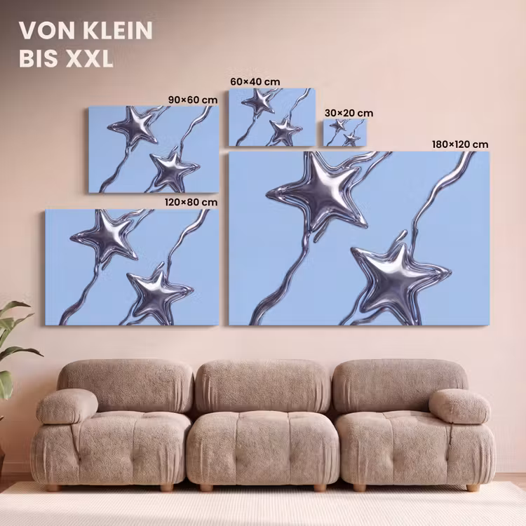 Leinwandbild - Sterne – Flüssig – Silber — 6