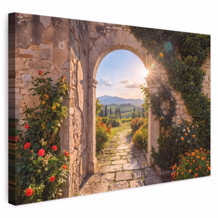 Leinwandbild - Weg – Garten – Sonnig — 1