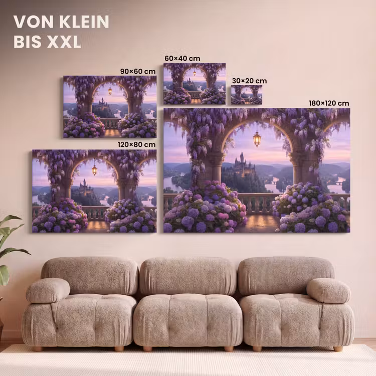 Leinwandbild - Schloss – Fluss – Abend — 6