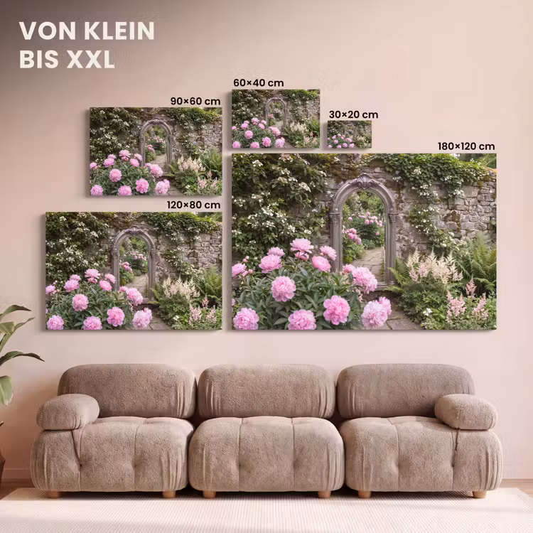 Leinwandbild - Spiegel – Garten – Blumen — 6