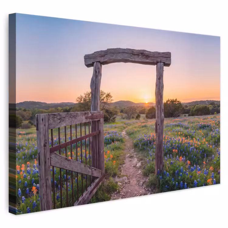 Leinwandbild - Tor – Blumen – Natur — 1