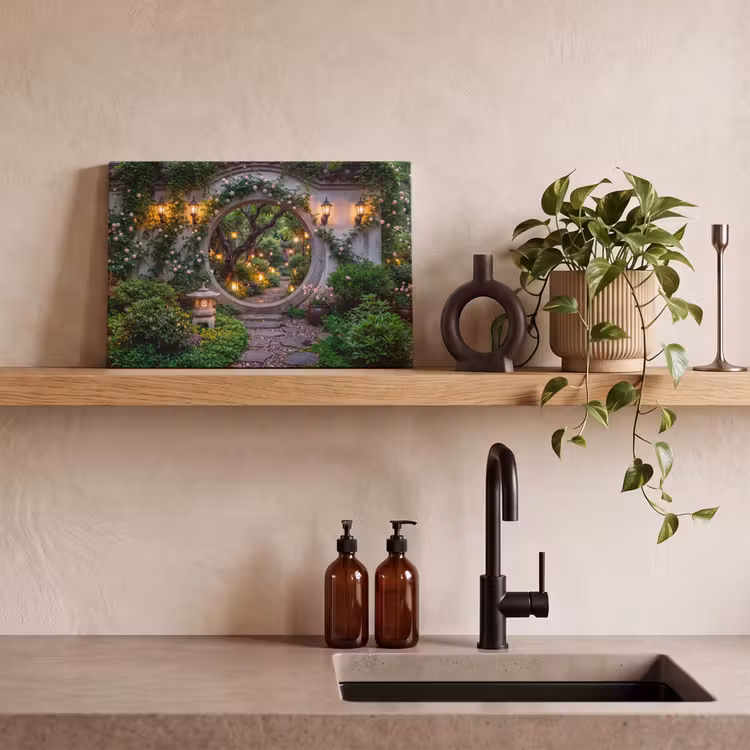 Leinwandbild - Tor – Garten – Beleuchtung — 3