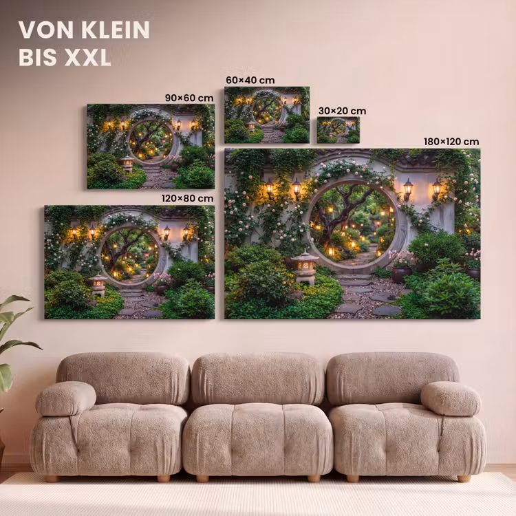 Leinwandbild - Tor – Garten – Beleuchtung — 6