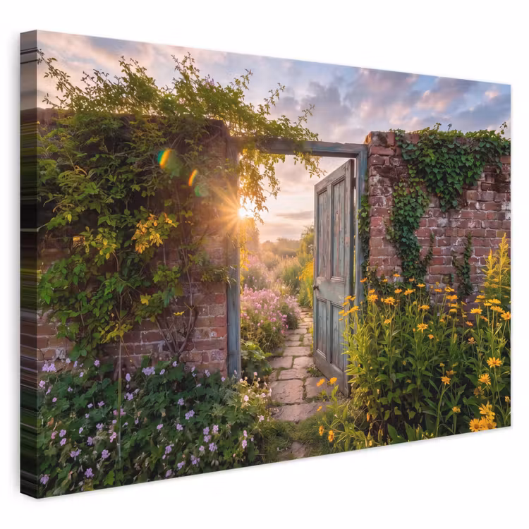 Leinwandbild - Tür – Garten – Natur — 1
