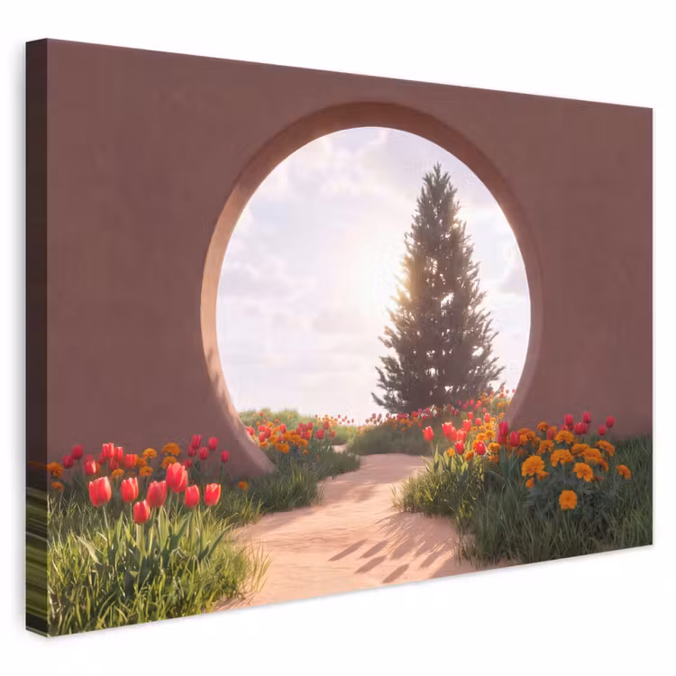 Leinwandbild - Weg – Blumen – Natur — 1
