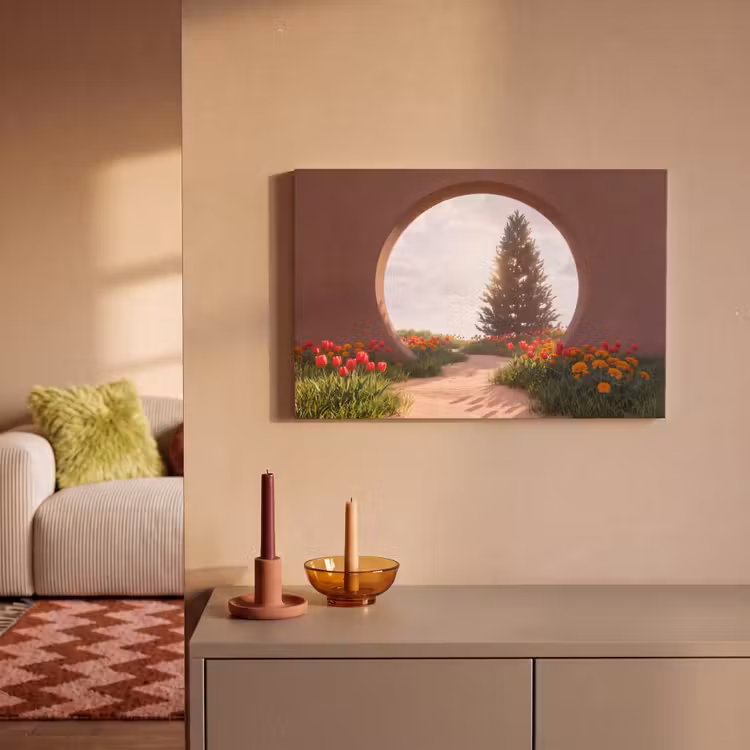 Leinwandbild - Weg – Blumen – Natur — 2