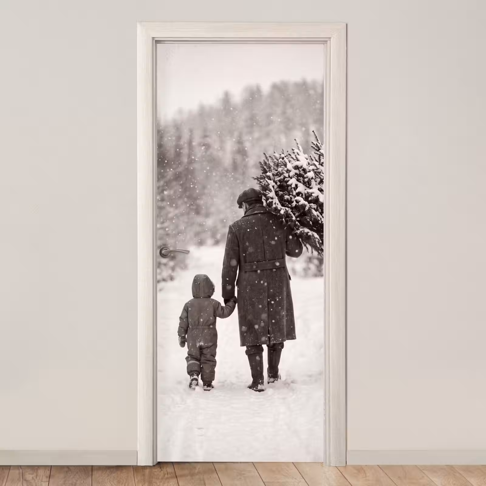 Türtapete - Mann – Kind – Winter — 1