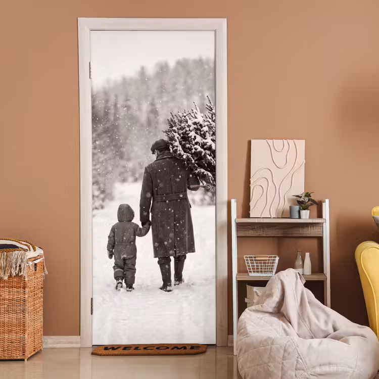 Türtapete - Mann – Kind – Winter — 2