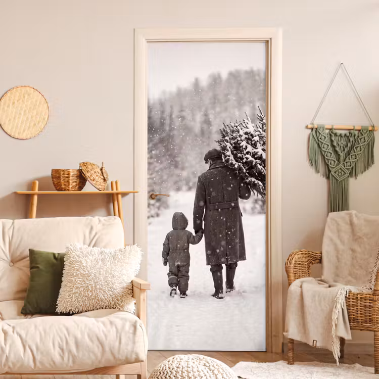 Türtapete - Mann – Kind – Winter — 3