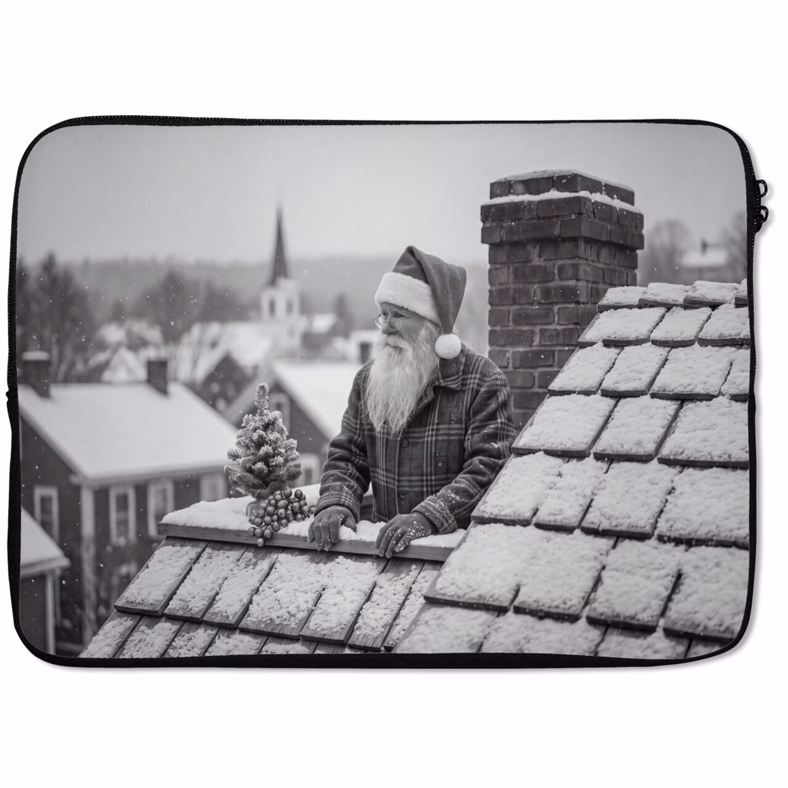 Laptop hülle - Weihnachtsmann – Dach – Schnee — 1