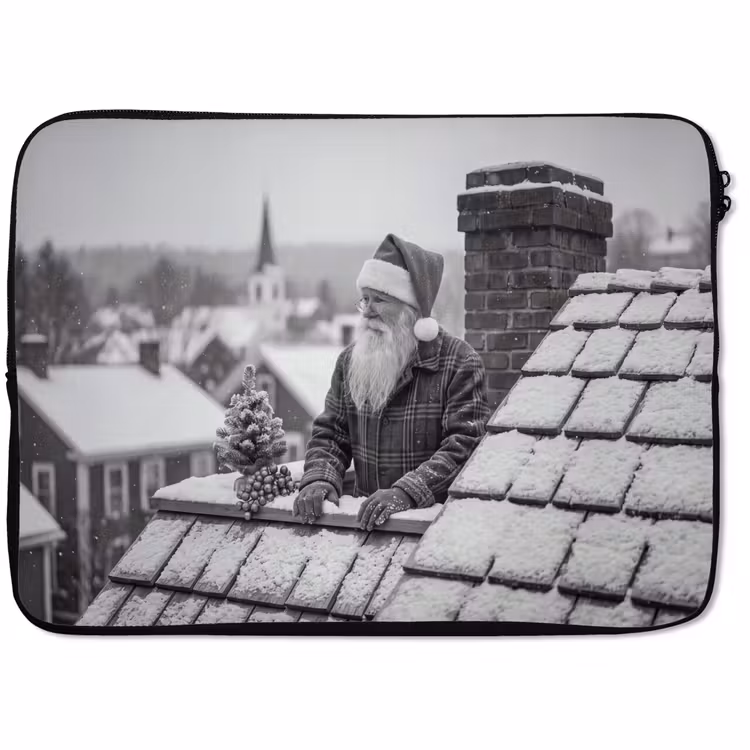 Laptop hülle - Weihnachtsmann – Dach – Schnee — 1