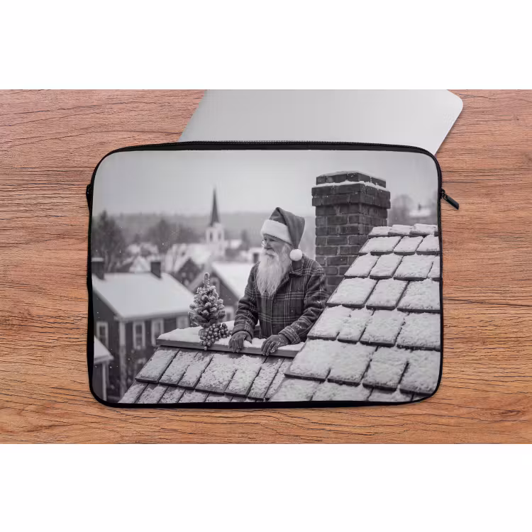 Laptop hülle - Weihnachtsmann – Dach – Schnee — 2