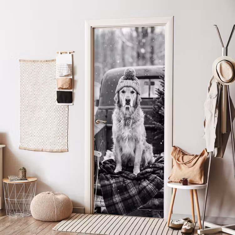 Türtapete - Hund – Mütze – Winter — 7