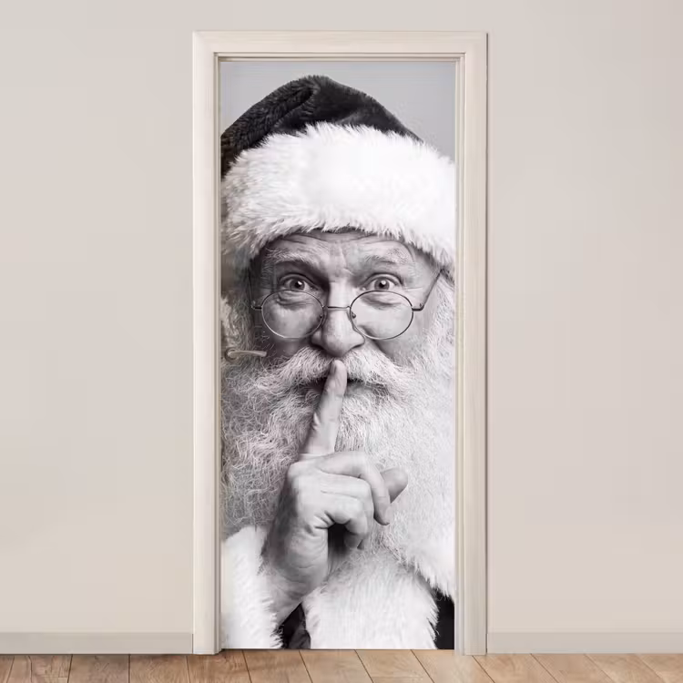 Türtapete - Weihnachtsmann – Schwarz-Weiß – Weihnachten — 1