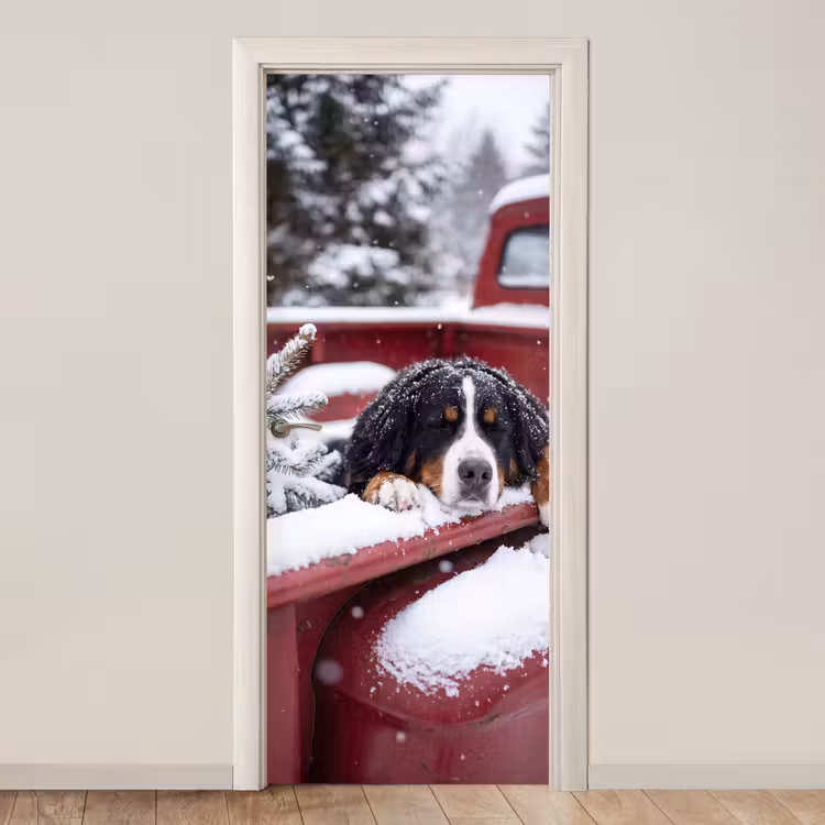 Türtapete - Hund – Roter Lkw — 1