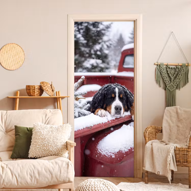 Türtapete - Hund – Roter Lkw — 3
