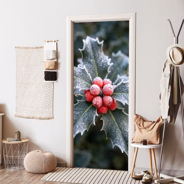 Türtapete - Pflanze – Mit Raureif überzogen – Winter — 7