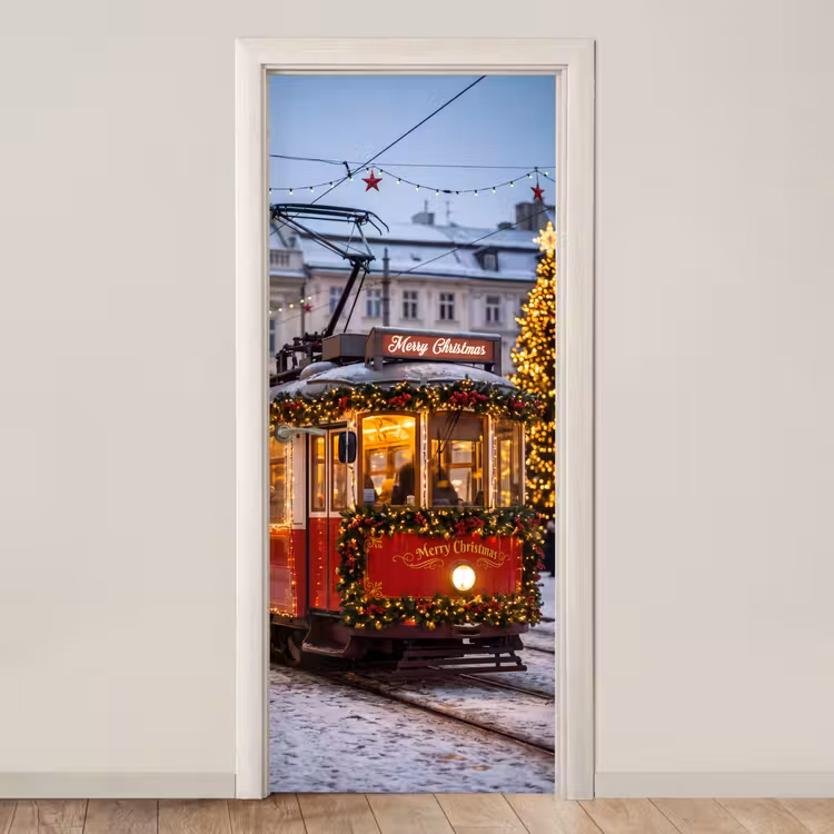 Türtapete - Straßenbahn – Weihnachten – Schnee — 1