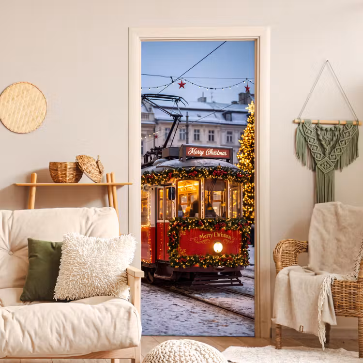 Türtapete - Straßenbahn – Weihnachten – Schnee — 3