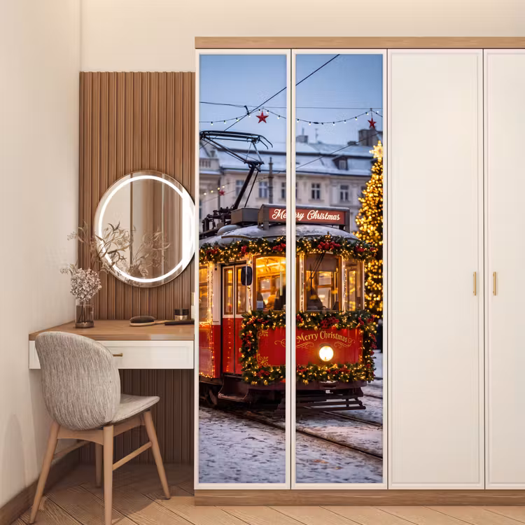 Türtapete - Straßenbahn – Weihnachten – Schnee — 4
