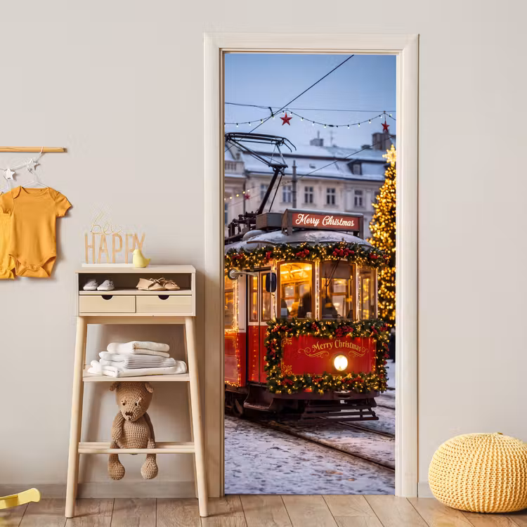 Türtapete - Straßenbahn – Weihnachten – Schnee — 5