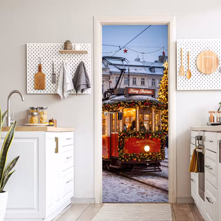 Türtapete - Straßenbahn – Weihnachten – Schnee — 6