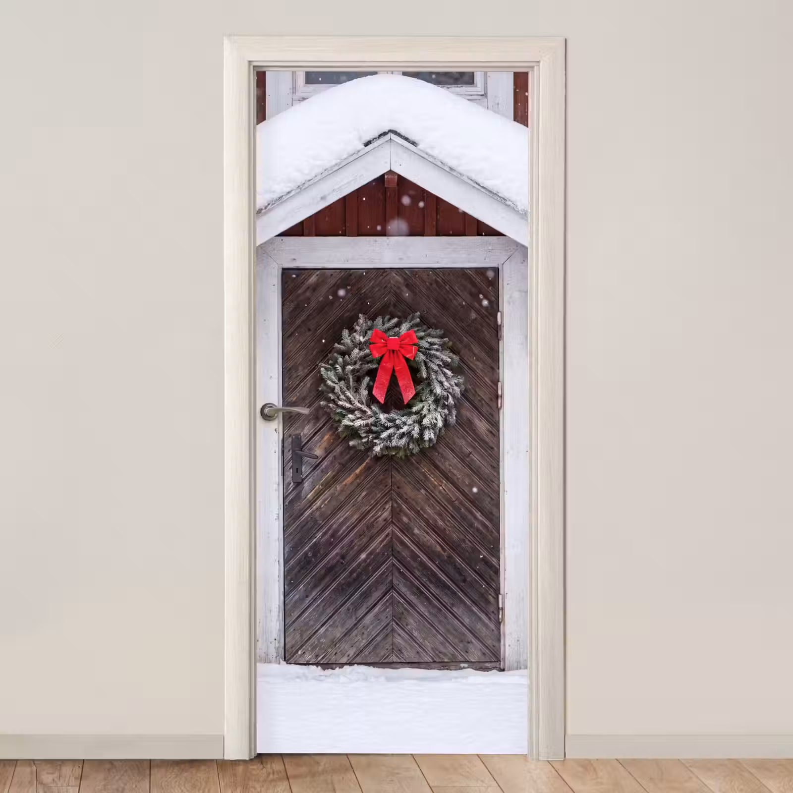 Türtapete - Tür – Weihnachtskranz – Winter — 1