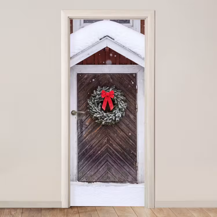 Türtapete - Tür – Weihnachtskranz – Winter — 1