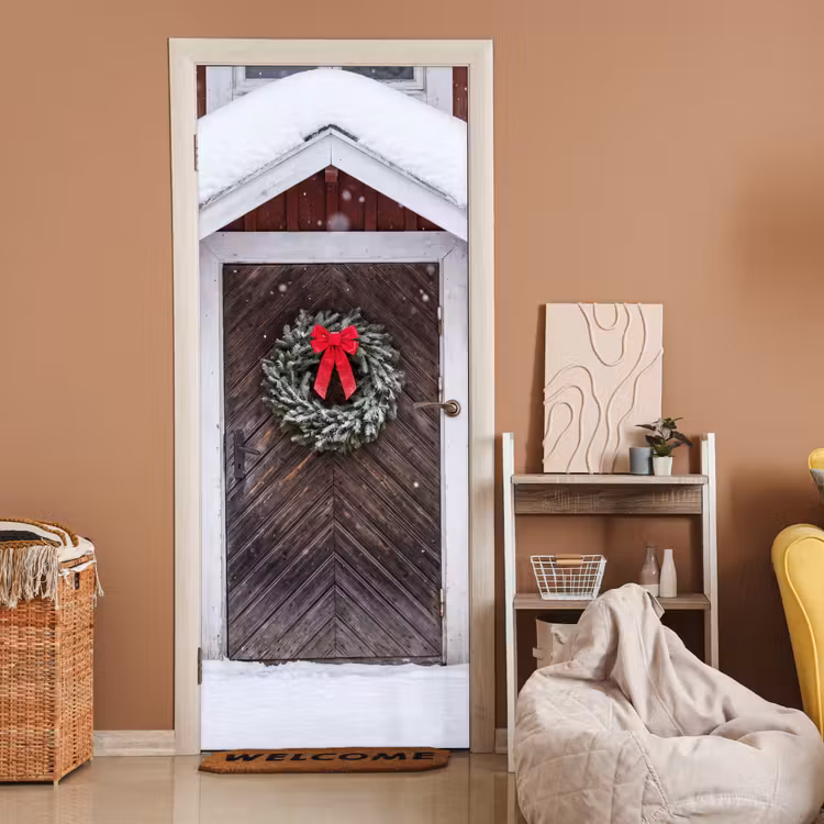 Türtapete - Tür – Weihnachtskranz – Winter — 2
