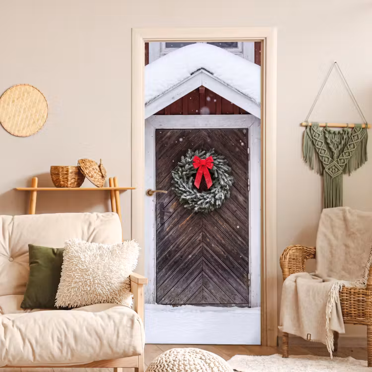 Türtapete - Tür – Weihnachtskranz – Winter — 3