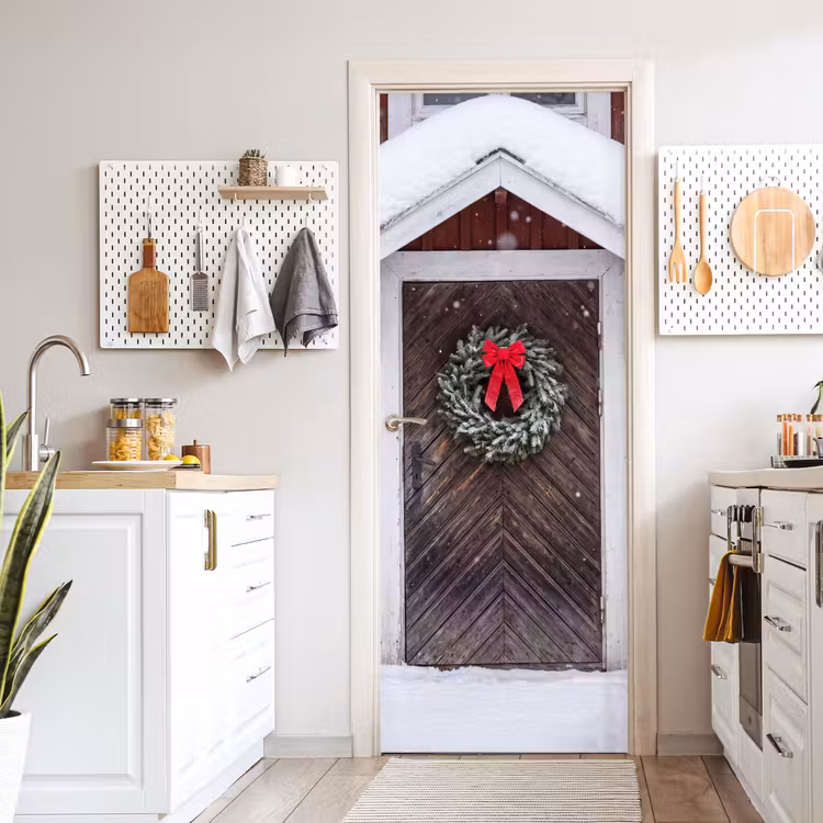 Türtapete - Tür – Weihnachtskranz – Winter — 6