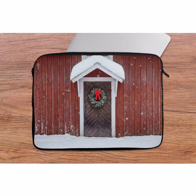 Laptop hülle - Tür – Weihnachtskranz – Winter — 2