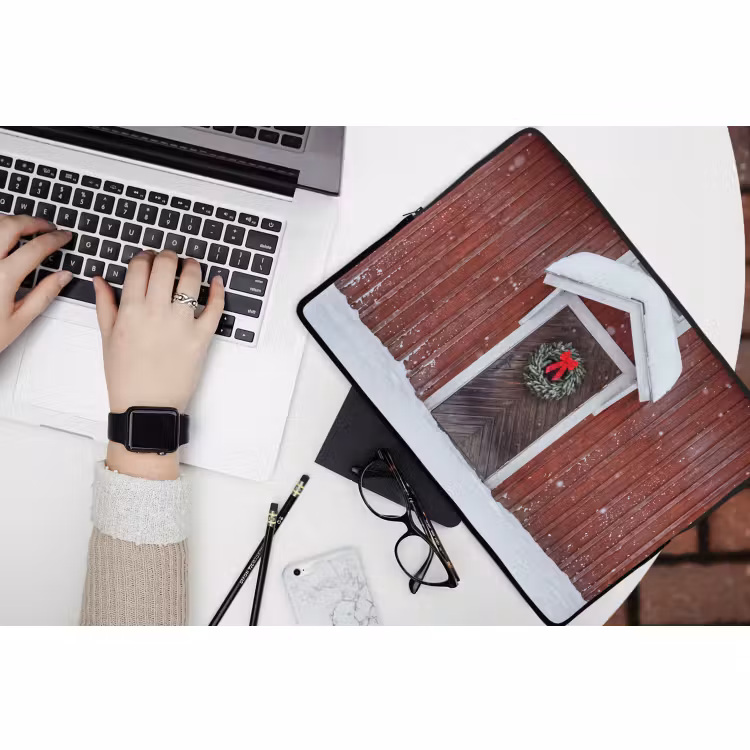 Laptop hülle - Tür – Weihnachtskranz – Winter — 3