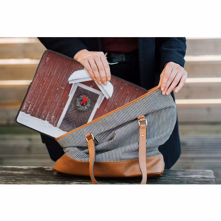 Laptop hülle - Tür – Weihnachtskranz – Winter — 4