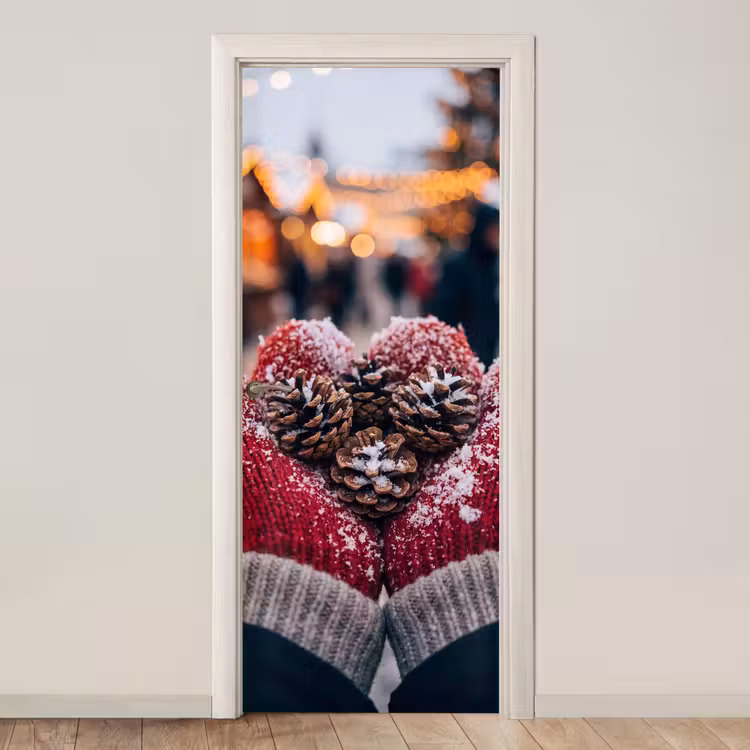 Türtapete - Fäustlinge – Weihnachten – Schnee — 1
