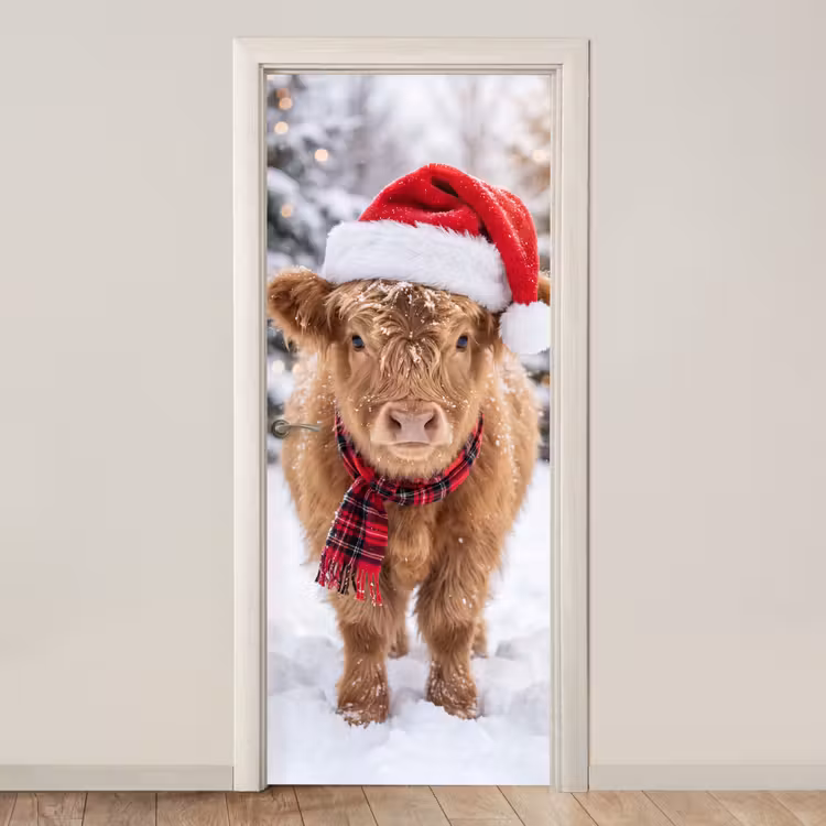 Türtapete - Kuh – Weihnachten – Schnee — 1