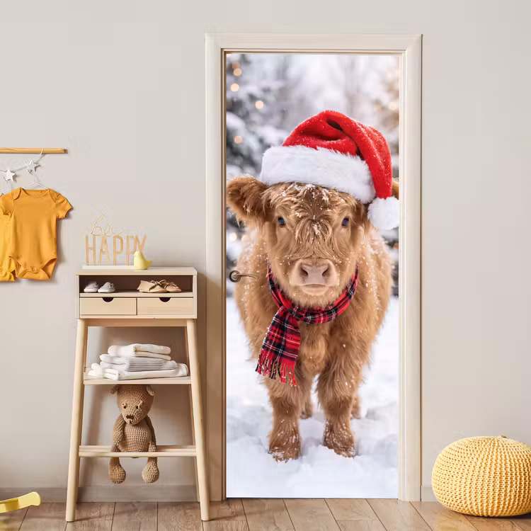 Türtapete - Kuh – Weihnachten – Schnee — 5