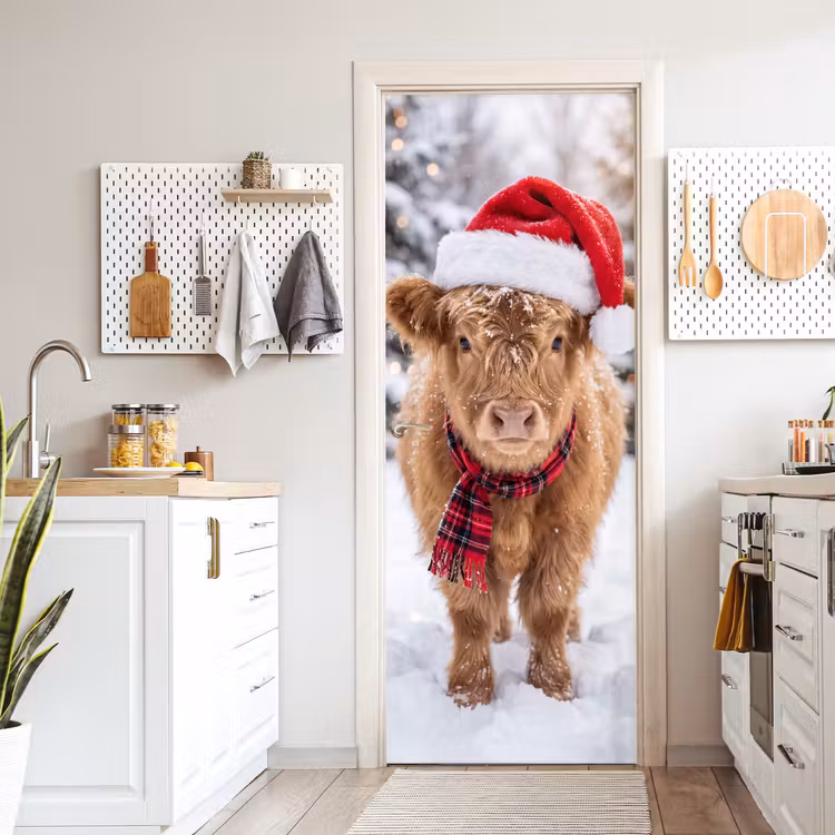 Türtapete - Kuh – Weihnachten – Schnee — 6