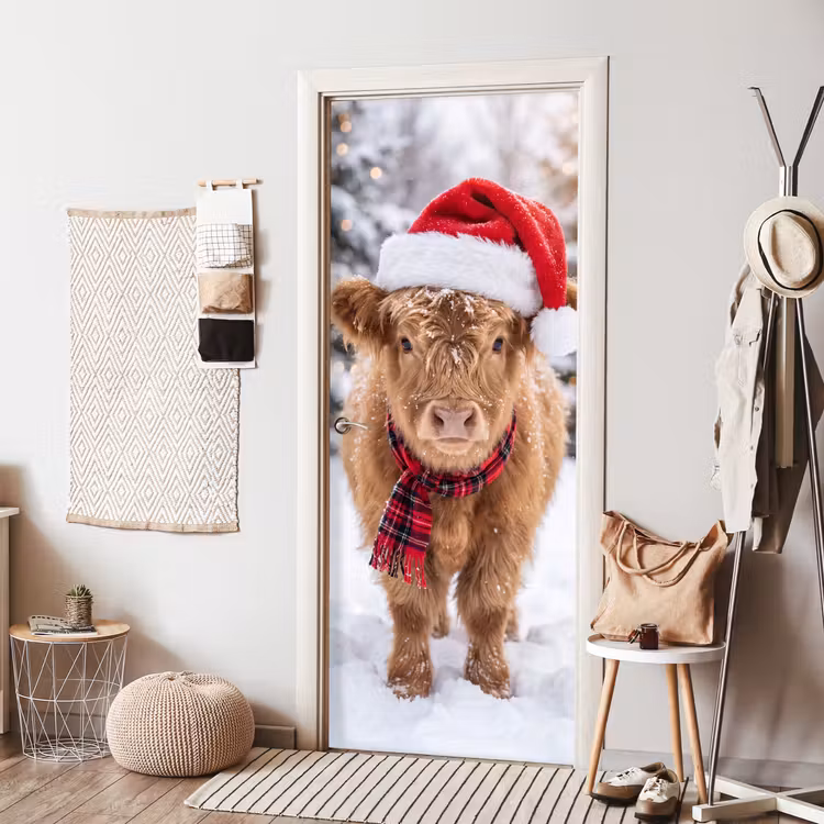 Türtapete - Kuh – Weihnachten – Schnee — 7