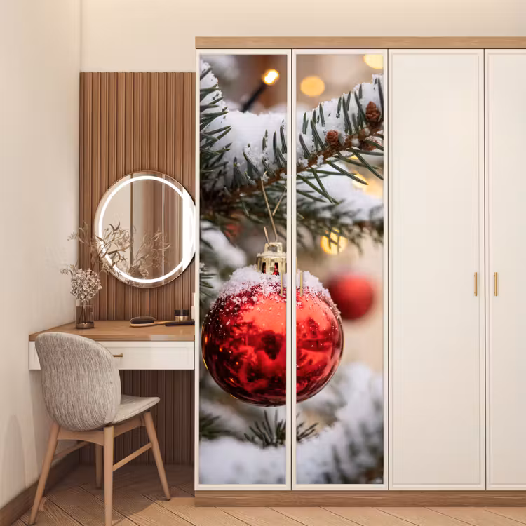 Türtapete - Weihnachtskugel – Schnee – Winter — 4