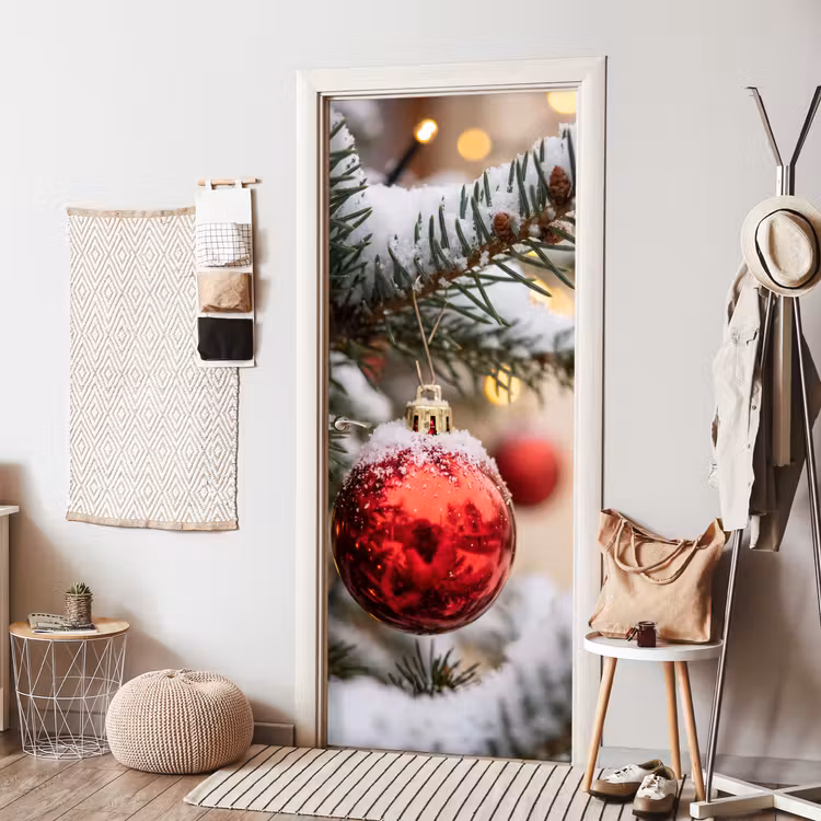 Türtapete - Weihnachtskugel – Schnee – Winter — 7