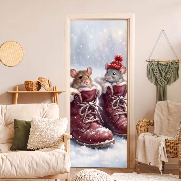 Türtapete - Mäuse – Stiefel – Schnee — 3