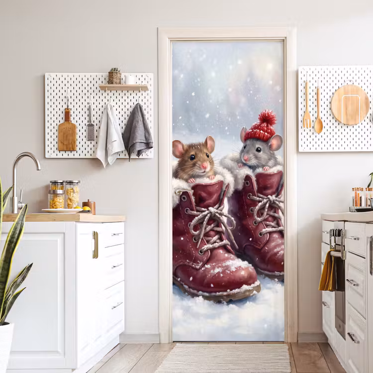 Türtapete - Mäuse – Stiefel – Schnee — 6