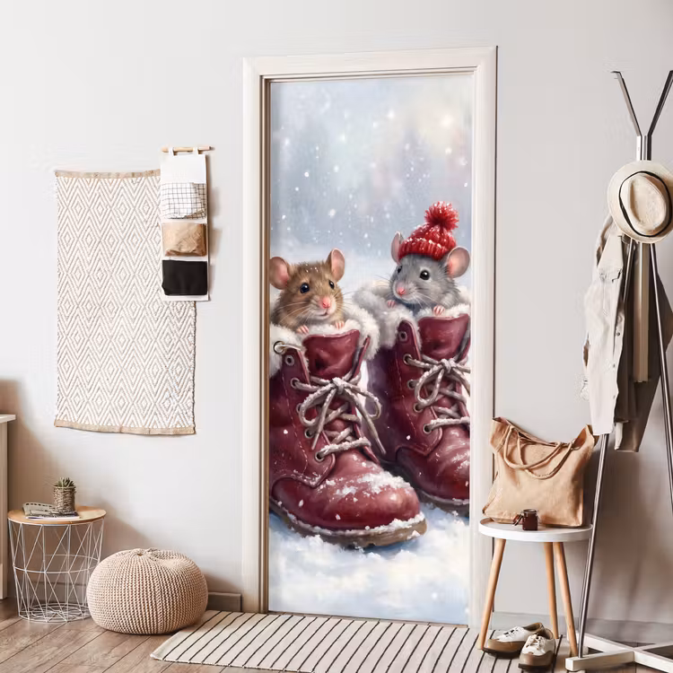 Türtapete - Mäuse – Stiefel – Schnee — 7