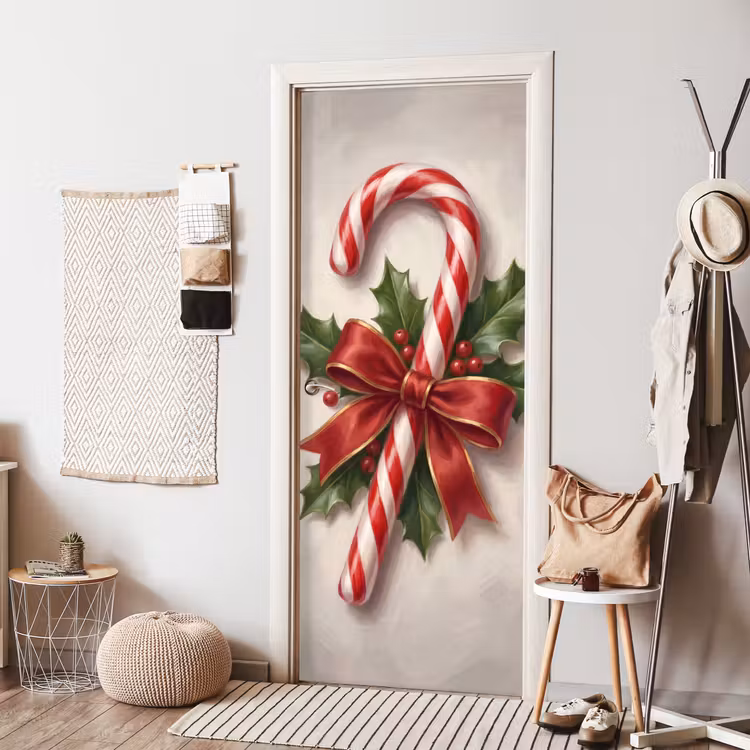 Türtapete - Zuckerstange – Weihnachten – Rot — 7