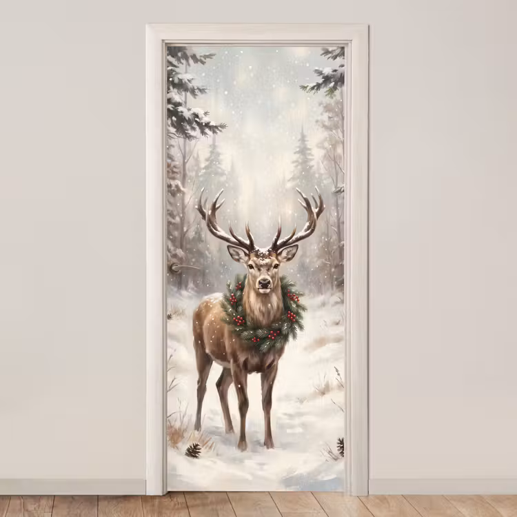 Türtapete - Hirsch – Schnee – Tiere — 1