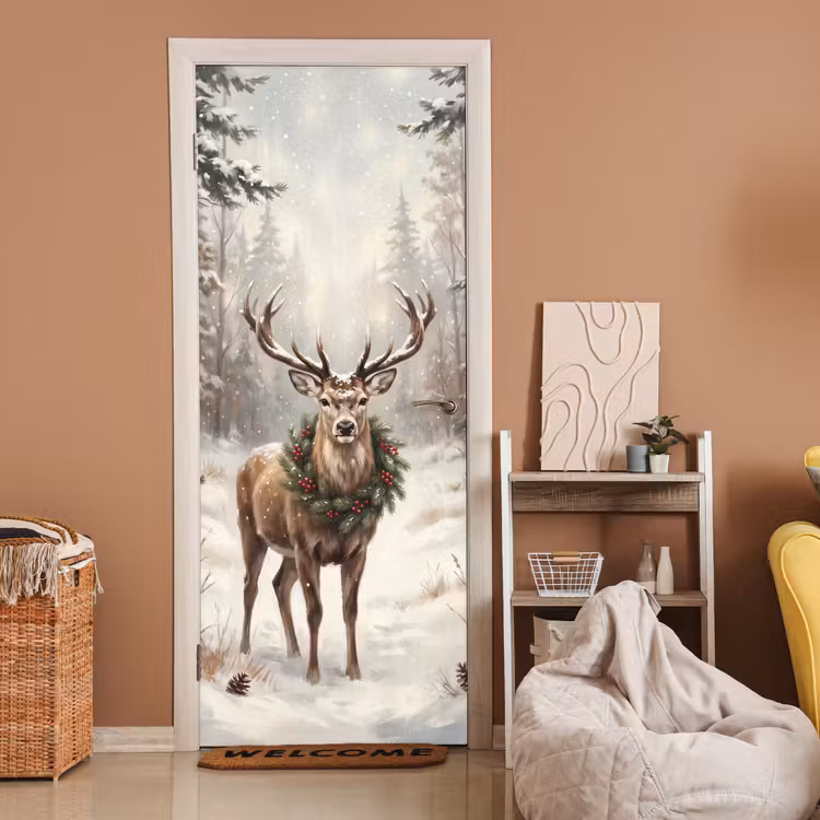 Türtapete - Hirsch – Schnee – Tiere — 2