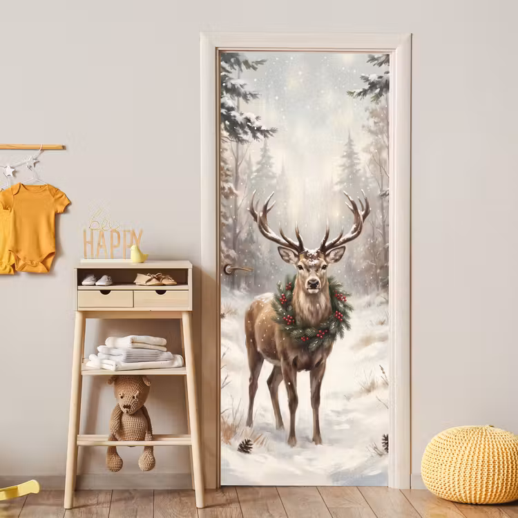 Türtapete - Hirsch – Schnee – Tiere — 5